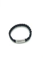 Pulsera cuero trenzado negro