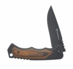 Navaja Smith & Wesson plegable con mango de inserción de madera