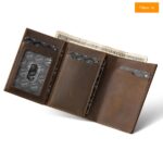 BILLETERA VULKIT CON PORTAMONEDAS SIDE - POP UP (CUERO CRAZY - HORSE - CAFÉ) - Imagen 3