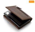 BILLETERA VULKIT CON PORTAMONEDAS SIDE - POP UP (CUERO CRAZY - HORSE - CAFÉ) - Imagen 9