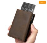 BILLETERA VULKIT CON PORTAMONEDAS SIDE - POP UP (CUERO CRAZY - HORSE - CAFÉ) - Imagen 8