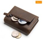 BILLETERA VULKIT CON PORTAMONEDAS SIDE - POP UP (CUERO CRAZY - HORSE - CAFÉ) - Imagen 5