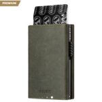 BILLETERA VULKIT CON PORTAMONEDAS SIDE - POP UP (CUERO CRAZY - HORSE - VERDE OLIVO)