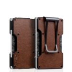 BILLETERA METÁLICA/CUERO CON CLIP PARA EFECTIVO (Café Vintage)